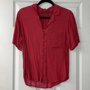 LAST CALL - Abercrombie & Fitch Maroon Collared Button Up Blouse Top Size M
